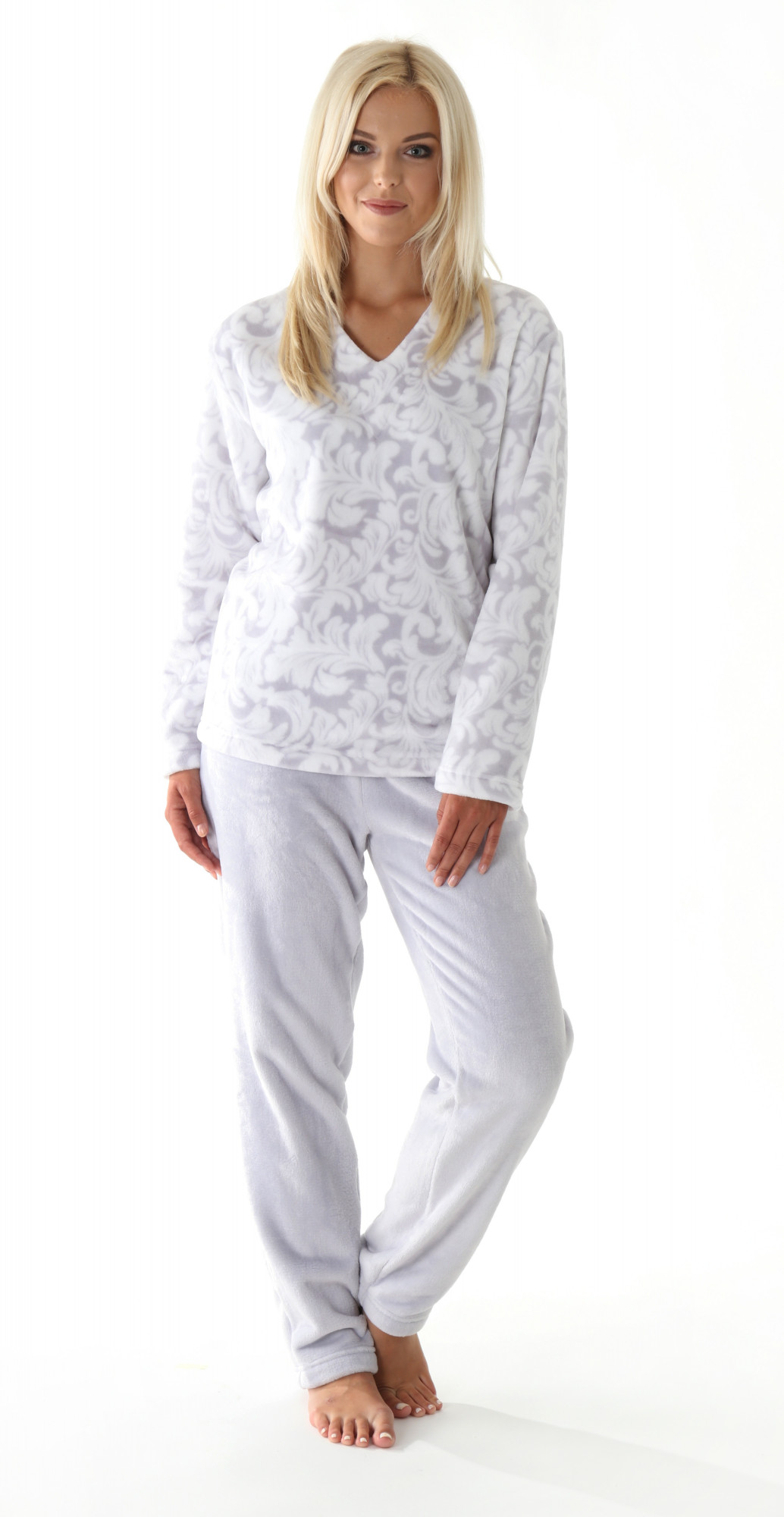 Dámské teplé pyžamo Flora 6456 - Vestis fialovo -bílá XXL