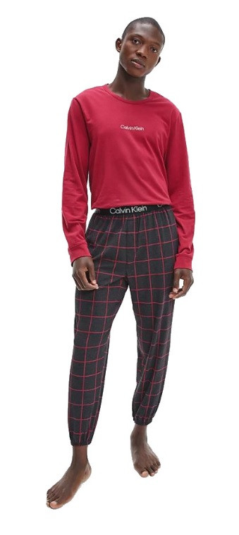 Pánské pyžamo NM2178E V5N vínová - Calvin Klein vínová-černá XL