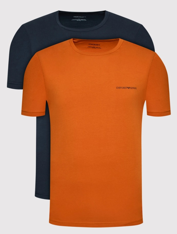 Pánské triko - 111267 2R717 03563 - oranžová/tm.modrá - Emporio Armani oranžová - modrá L