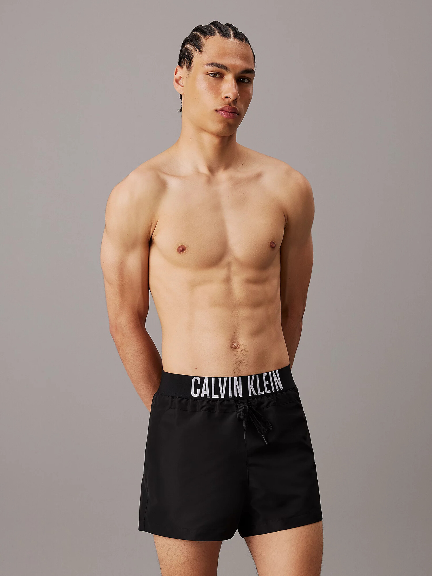 Pánské plavky KM0KM01045 BEH černé - Calvin Klein L