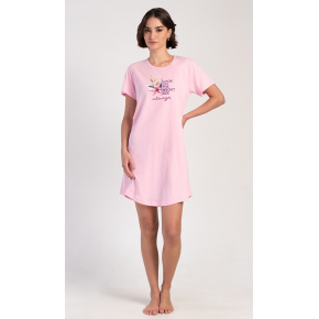 Dámská noční košile Elizabeth Světle růžová s potiskem - Vienetta