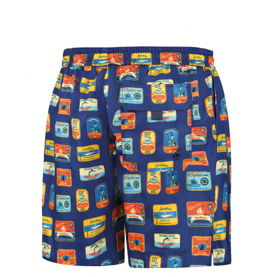 Pánské plavkové kraťasy Happy Shorts long SM29-48 Tmavě modrá mix - Self