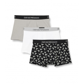 Pánské boxerky 111625 4R722 18111 šedé/bíle/potisk - Emporio Armani